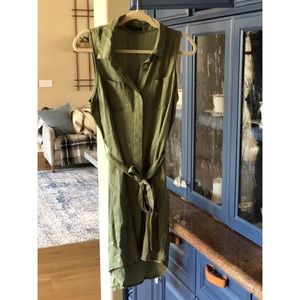 Buttoned Up Green Collared Dress